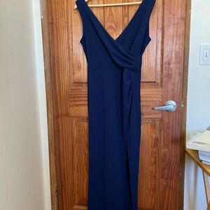 Navy blue long evening dress